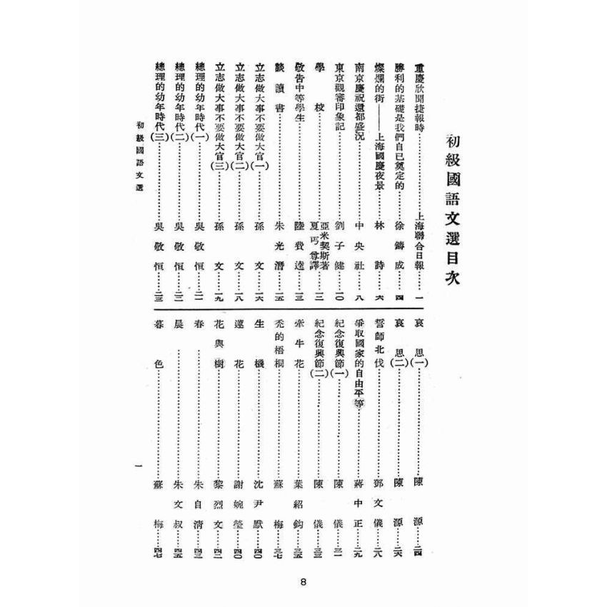 博揚古籍選(文教篇):初級國語文選(民國三十五年,臺灣書店)