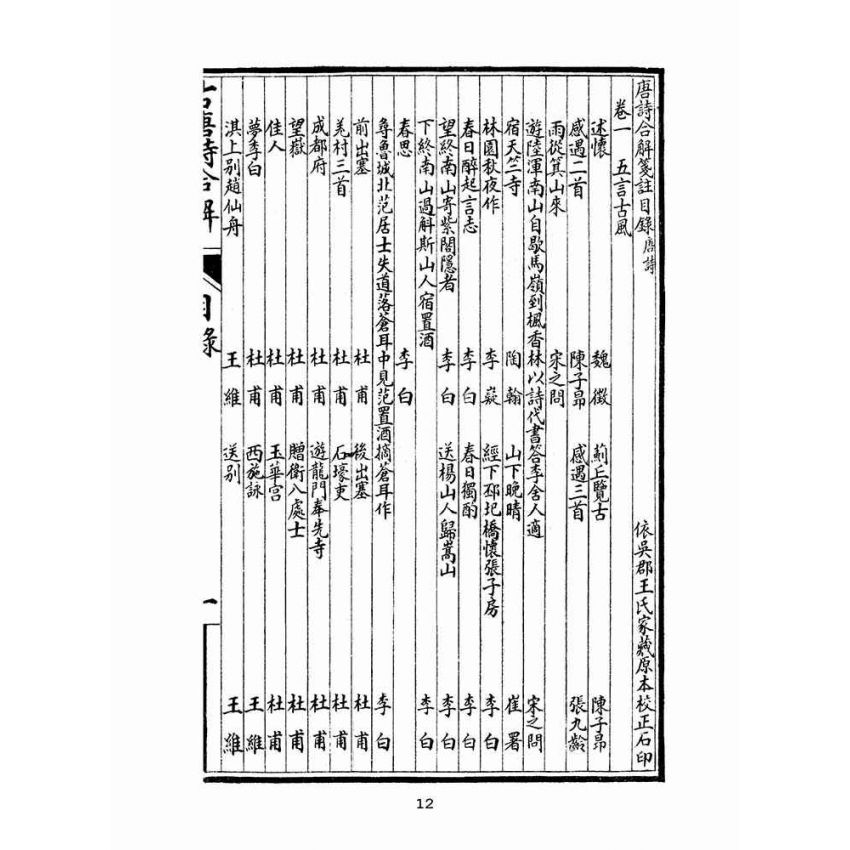 博揚古籍選(文教篇 )：唐詩合解箋註卷ㄧ、卷二