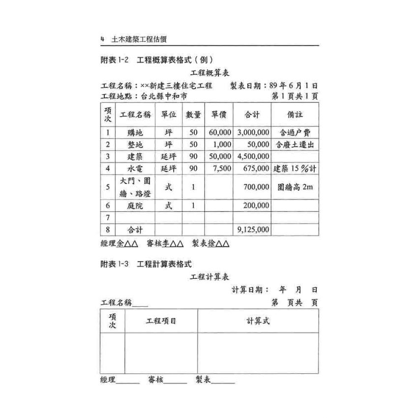 土木建築工程估價