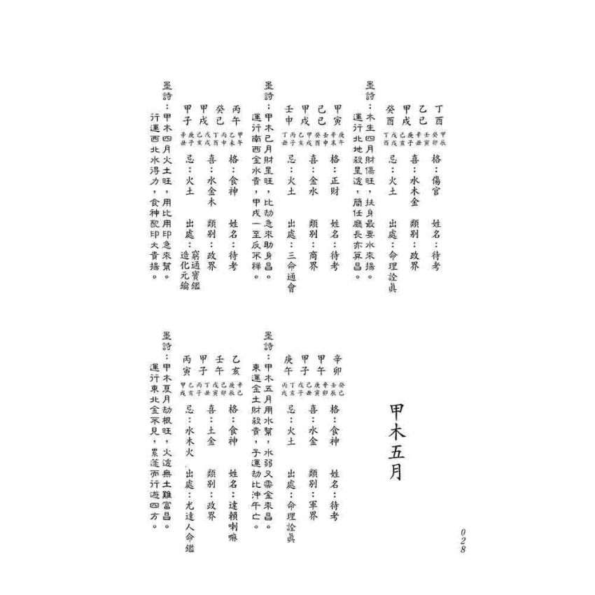八字經典命譜詩評