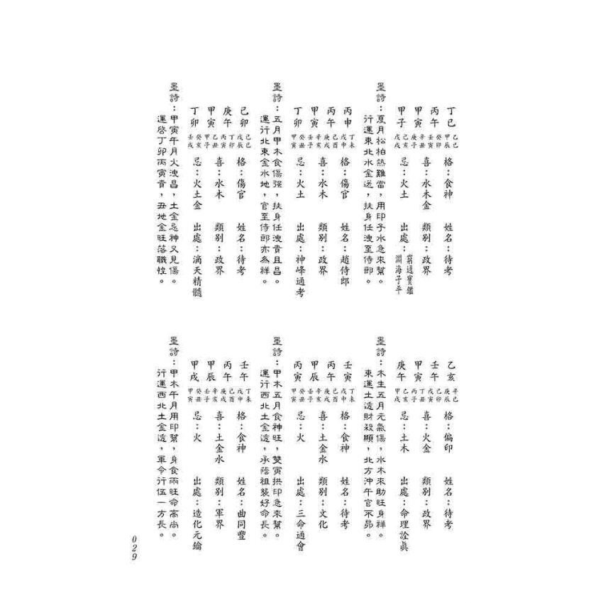八字經典命譜詩評