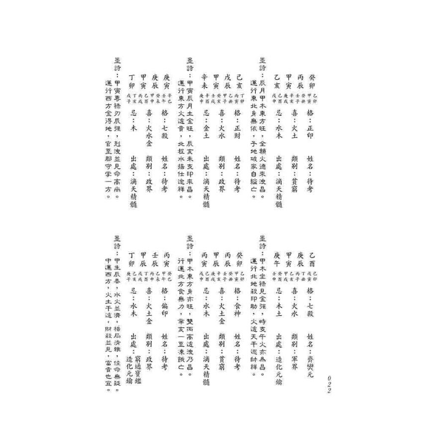八字經典命譜詩評