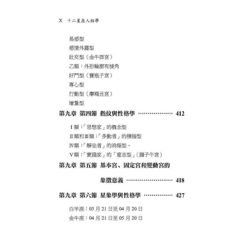 十二星座人相學