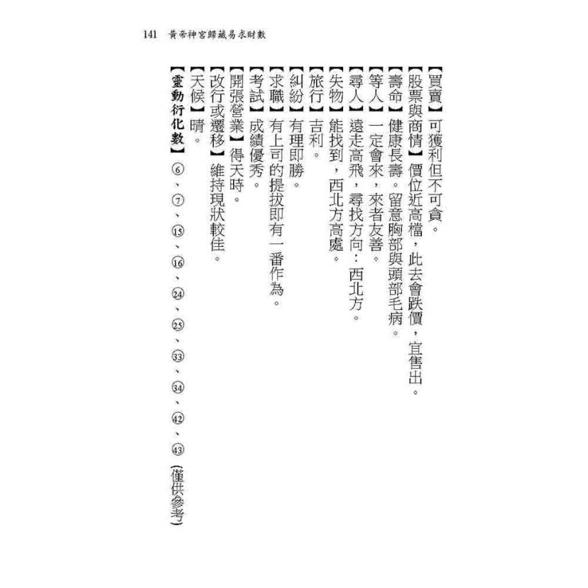 占卜求財靈動數