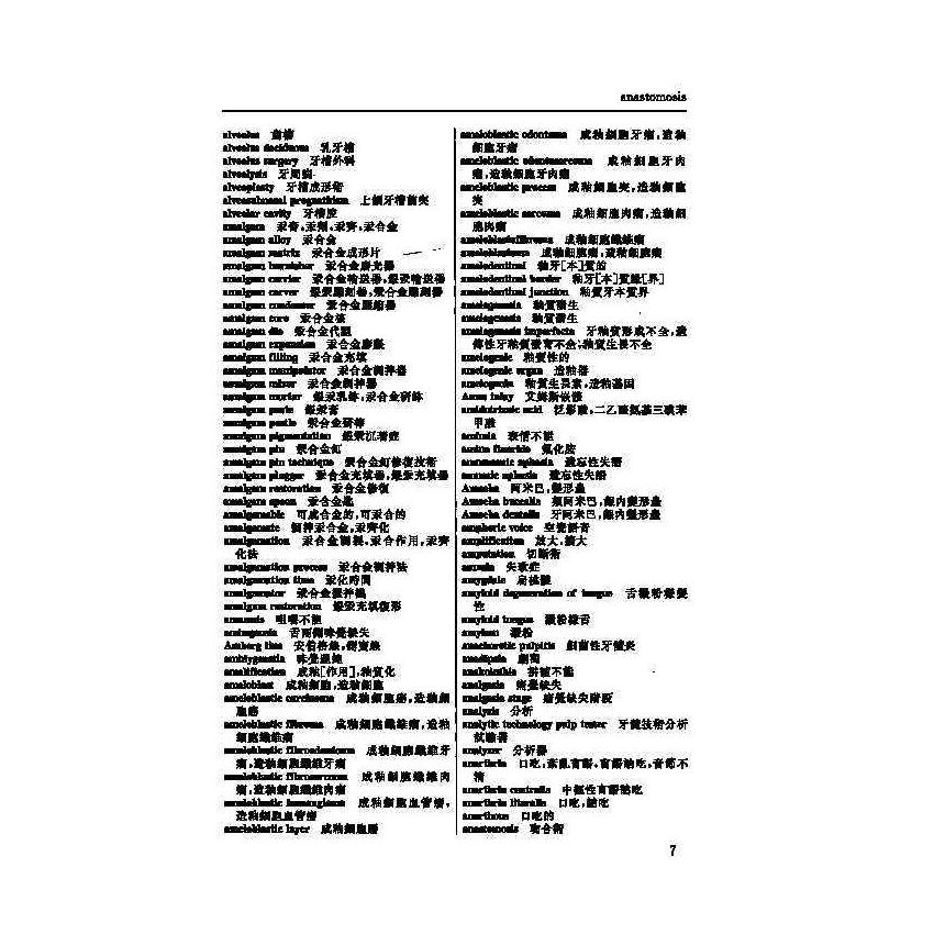 英漢漢英口腔科醫學辭典 7